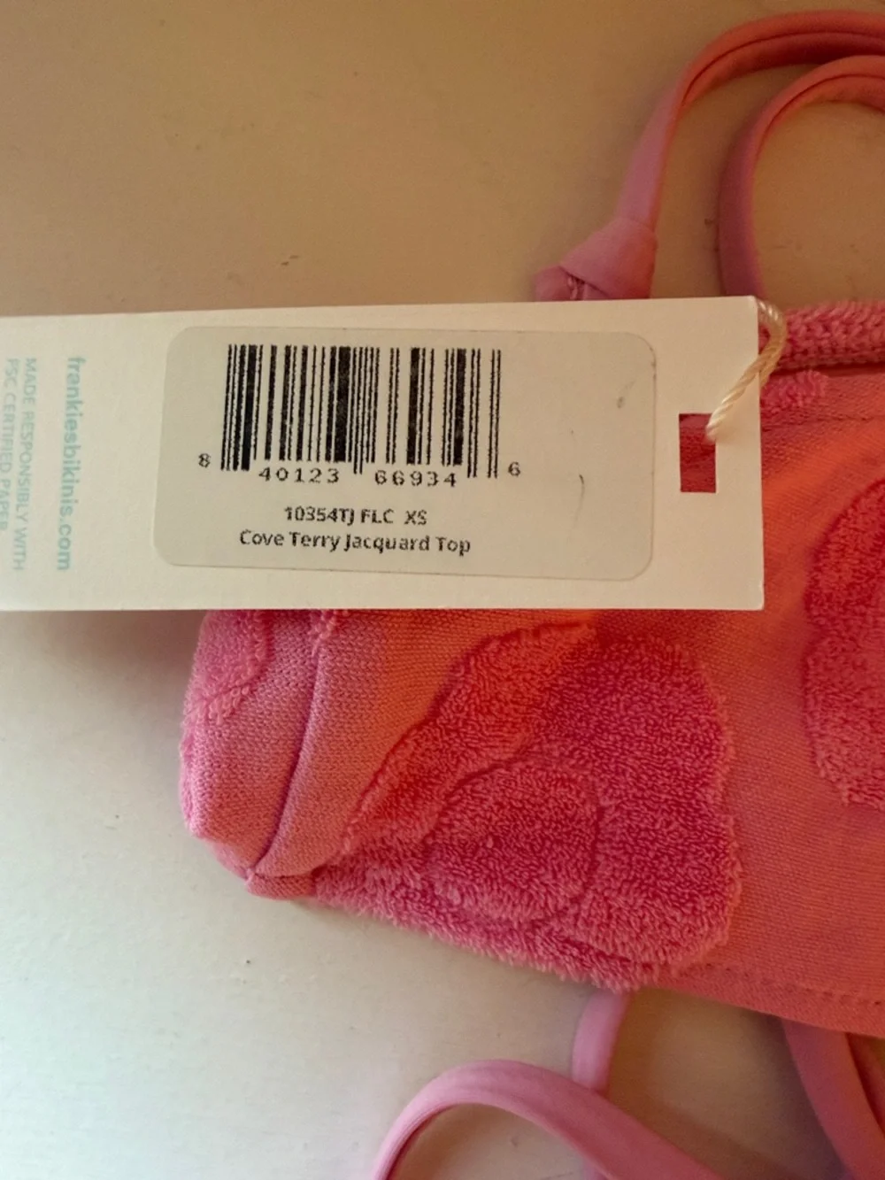 Frankies Bikinis Pink Floral Terry String Bikini
